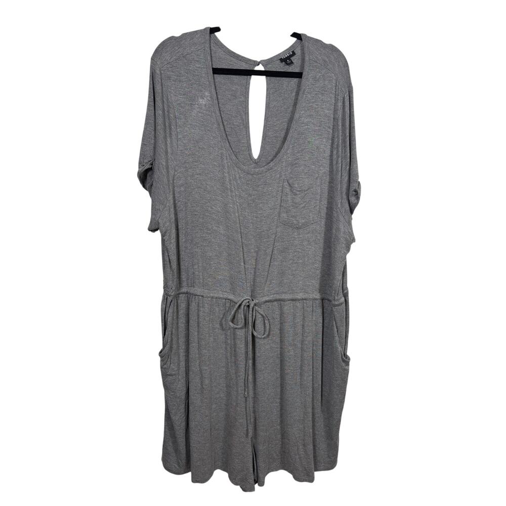Torrid Romper Womens Plus 4X Gray Keyhole Back Drawstring Short Sleeve Rayon